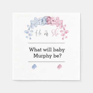 Gender reveal invitation, He or she  Napkin