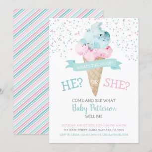 Gender Reveal Invitation Ice Cream Party