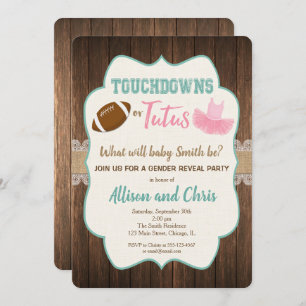 Gender reveal invitation touchdown or tutus