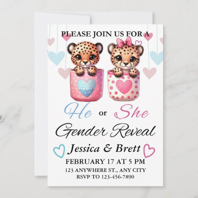 Gender Reveal Invitations, Personalised Invitation (Front)