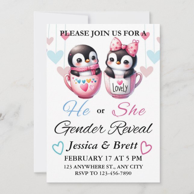 Gender Reveal Invitations, Personalised Invitation (Front)