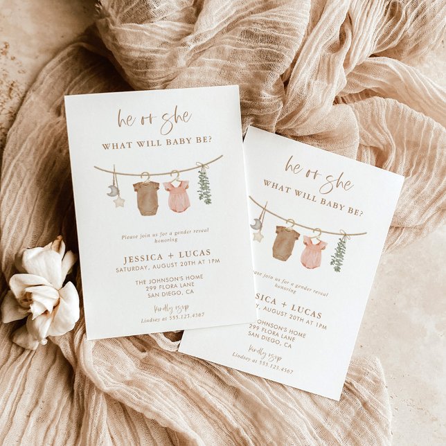 Gender Reveal Invite | Boho Neutral Gender Reveal (Creator Uploaded)