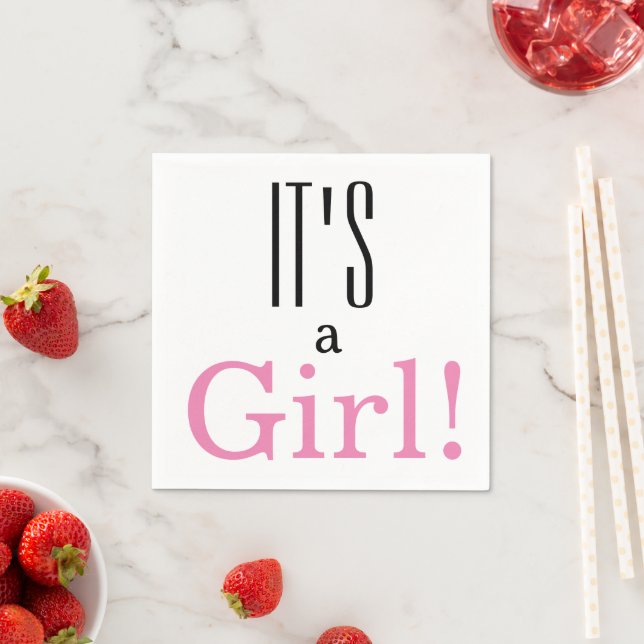 Gender Reveal It's a Girl! Baby Shower Party Napkin (Insitu)