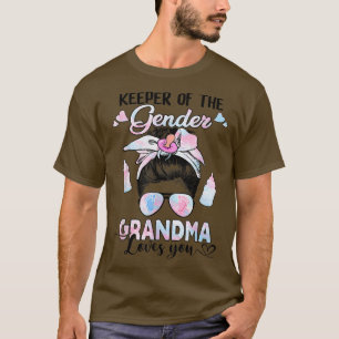 Gender Reveal Keeper Of The Gender Grandma Loves Y T-Shirt
