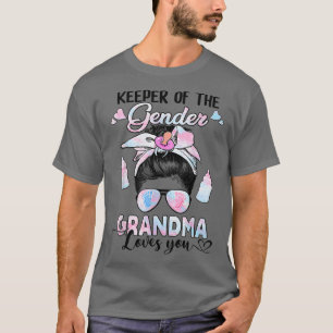 Gender Reveal Keeper Of The Gender Grandma Loves Y T-Shirt
