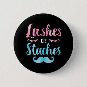 Gender reveal lashes staches baby party supplies 6 cm round badge