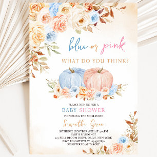 Gender Reveal Little Pumpkin Baby Shower Invitation