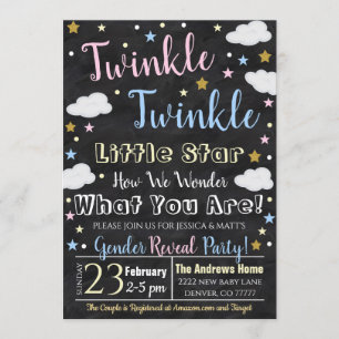 Gender Reveal Little Star Invitation