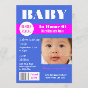 Gender reveal magazine photo PERSONALIZE Invitation