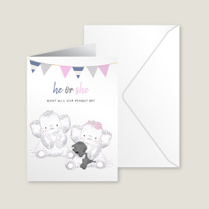 Gender Reveal Modern Elephants Party Postcard
