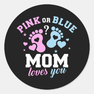 Gender reveal mum classic round sticker