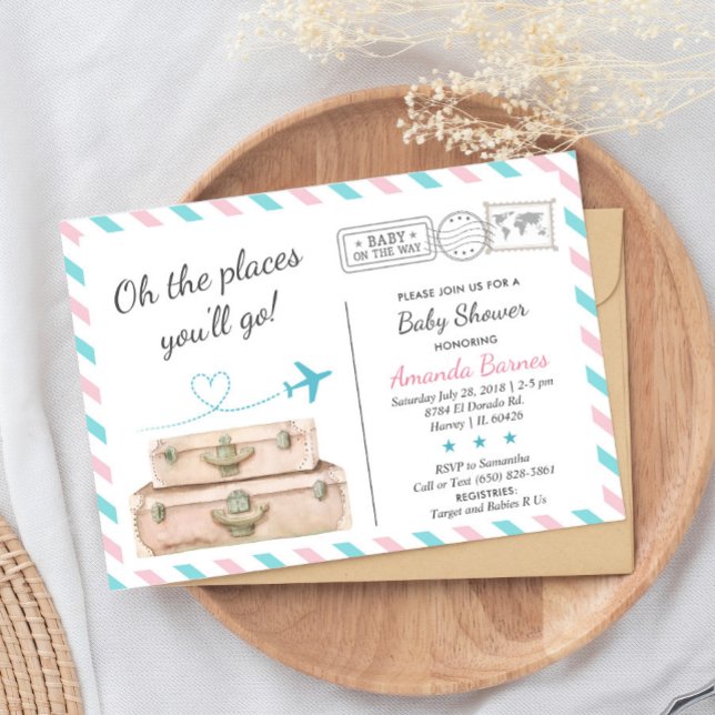 Gender Reveal Neutral Travel Baby Shower Sprinkle Invitation (Creator Uploaded)