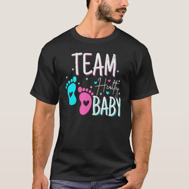 Gender Reveal Of Team Healthy Baby Party Supplies T-Shirt (Front)