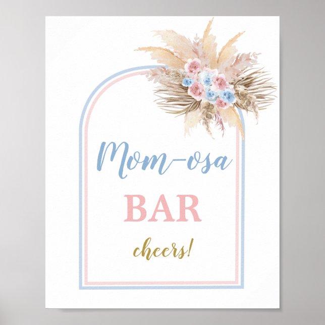 Gender Reveal Pampas Grass Arch Momosa Bar sign (Front)