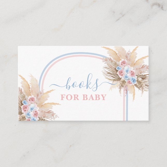 Gender Reveal Pampas Grass Books for Baby Card (Front)