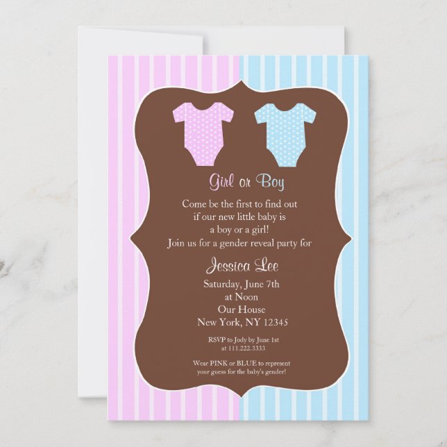Gender Reveal Party Baby Shower Invitations (Front)