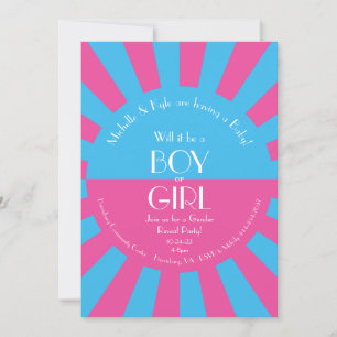 Gender Reveal Party Baby Shower Pink and Blue Invitation