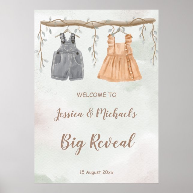 Gender reveal party baby shower welcome sign (Front)