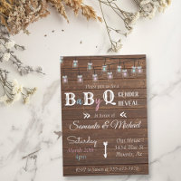 Gender Reveal Party BBQ Rustic Wood