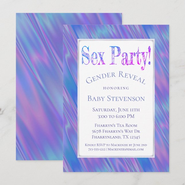 Gender Reveal Party | Blue Pink Modern Boy or Girl Invitation (Front/Back)