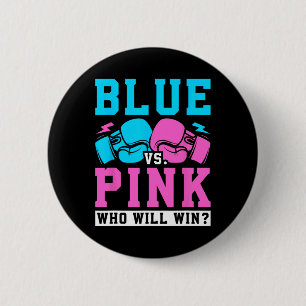 Gender Reveal Party Blue Vs Pink Who Win Boxing 6 Cm Round Badge
