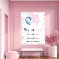 Gender reveal party boy girl blue pink glitter