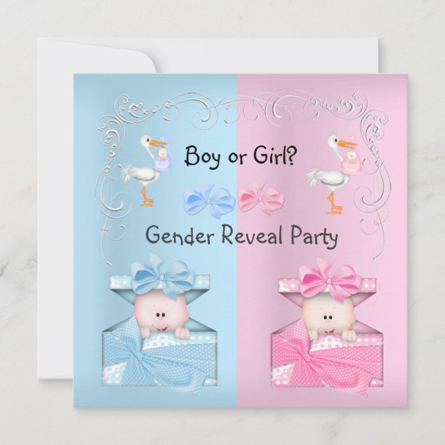 Gender Reveal Party Boy or Girl Blue & Pink Invitation (Front)