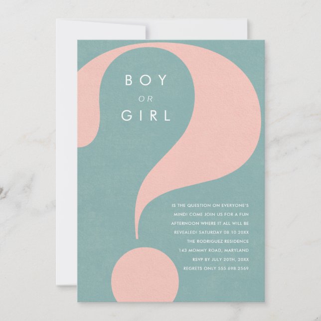 Gender Reveal Party Boy or Girl Invitation (Front)