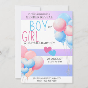 gender reveal party,boy or girl,pink and blue  holiday card
