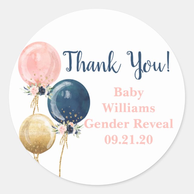 Gender Reveal Party Classic Round Sticker (Front)