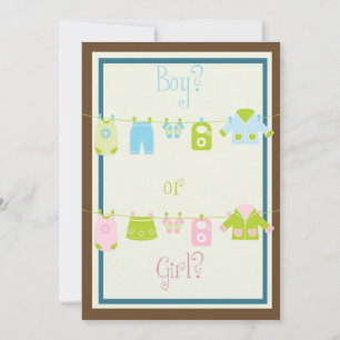 Gender Reveal Party Clothes Invitation