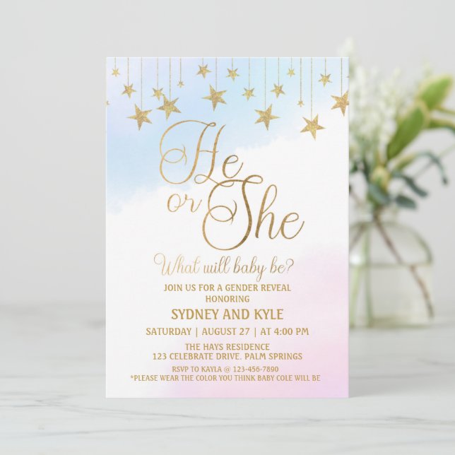 Gender reveal Party, Gender Reveal, HE OR SHE Invitation (Standing Front)