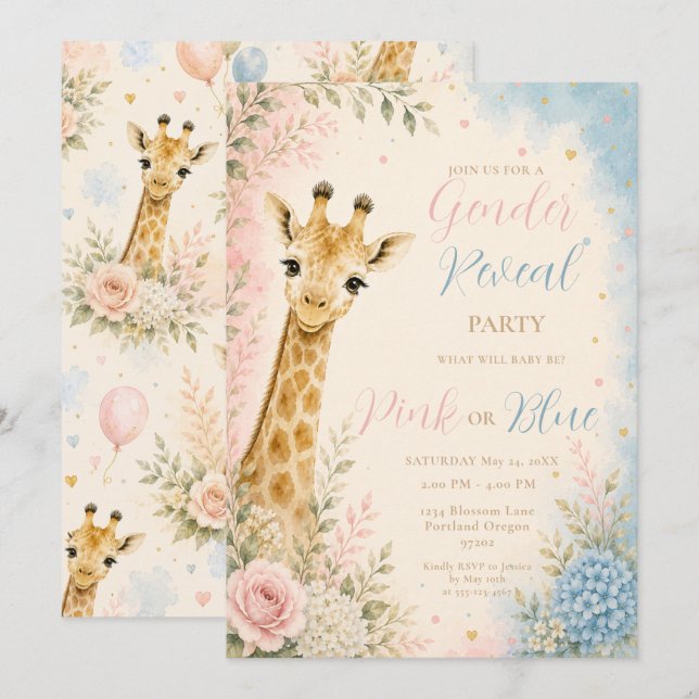 Gender Reveal Party Invitation (Front/Back)