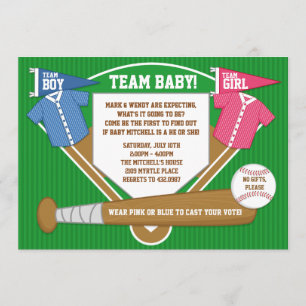 Gender Reveal Party Invitation Baseball Sports