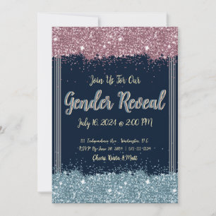 Gender Reveal Party Invitation Blue & Pink Sparkle