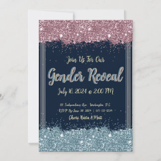 Gender Reveal Party Invitation Blue & Pink Sparkle