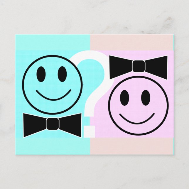Gender Reveal Party Invitation Postcard - Retro (Front)