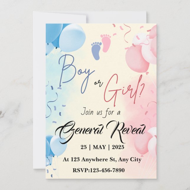 Gender Reveal Party Invitation Templates (Front)