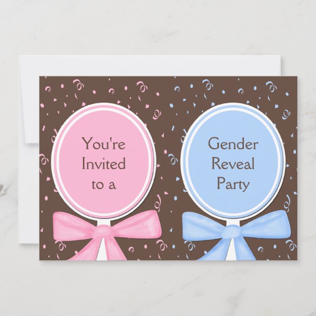 Gender Reveal Party Invitations Baby Rattles (Front)