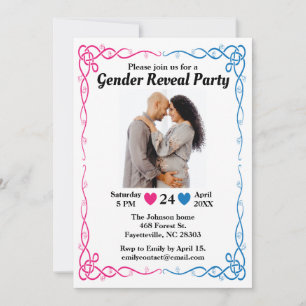 Gender reveal party photo Invitation