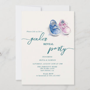 gender reveal party pink and blue sneakers invitation