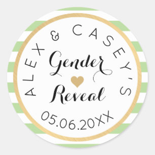 Gender Reveal Party Stickers - Classic Stripes