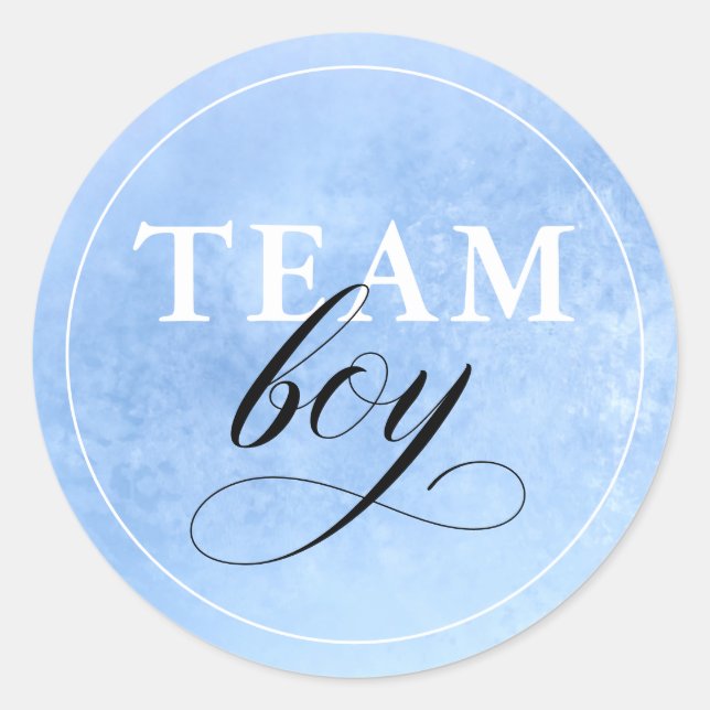Gender Reveal Party Team Boy Classic Round Sticker (Front)