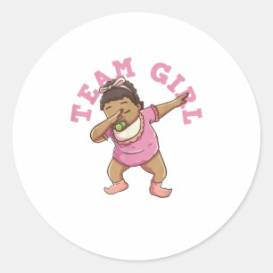 Gender Reveal Party Team Girl TShirt Classic Round Sticker