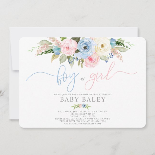 Gender reveal pastel colours baby shower invitation (Front)