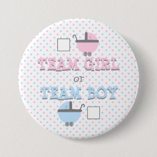 Gender Reveal Pink and Blue Baby Shower 7.5 Cm Round Badge (Front)