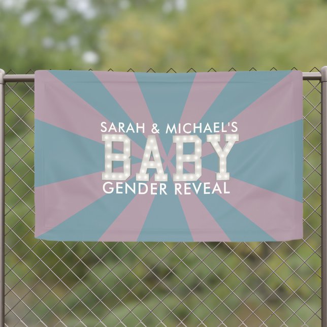 Gender Reveal Pink and Blue Baby Shower Banner (Gender Reveal Baby Shower Banner with space for your names)