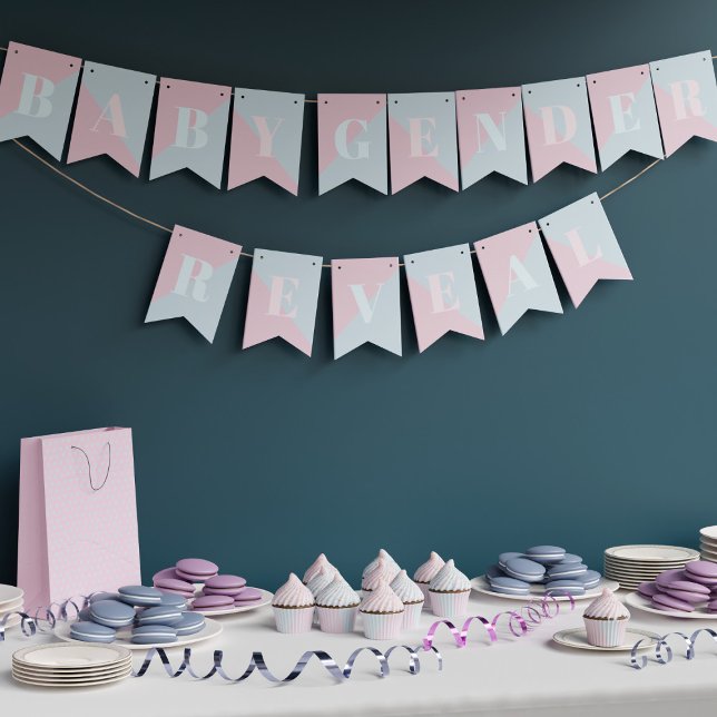 Gender Reveal Pink and Blue Baby Shower Bunting (Pink and Blue Bunting Flags for your Gender Reveal Baby Shower)