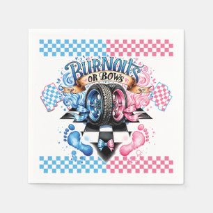 Gender Reveal Pink and Blue Bows and Tires Napkin