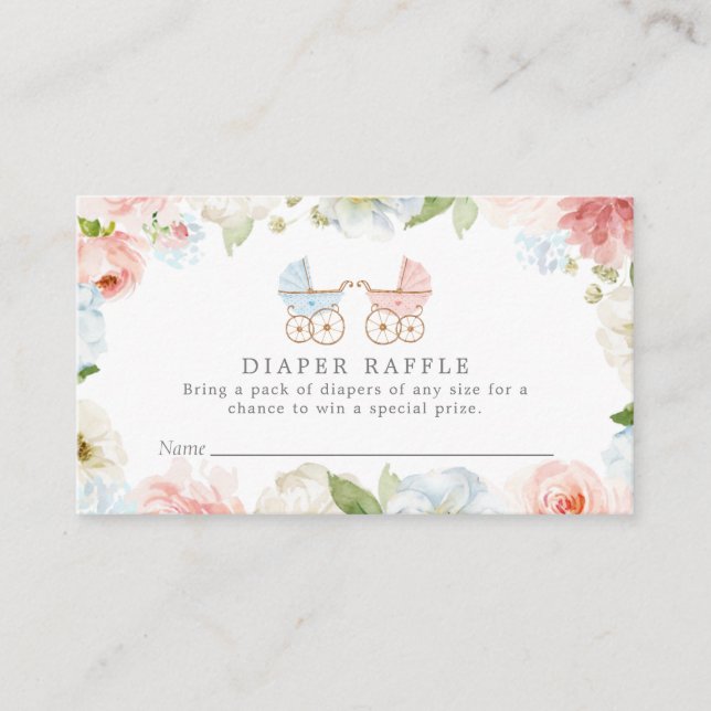 Gender Reveal Pink and Blue Diaper Raffle Enclosure Card (Front)